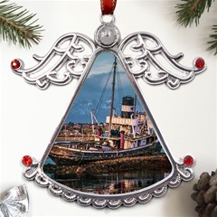 End Of The World: Nautical Memories At Ushuaia Port, Argentina Metal Angel With Crystal Ornament by dflcprintsclothing