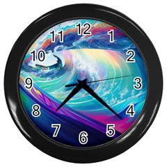 Wave Ocean Sea Tsunami Nautical Nature Water Wall Clock (black) by Wav3s