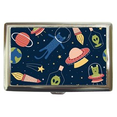 Seamless-pattern-with-funny-aliens-cat-galaxy Cigarette Money Case by Wav3s