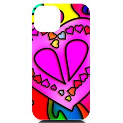 Stained Glass Love Heart Iphone 14 Black Uv Print Case by Vaneshart