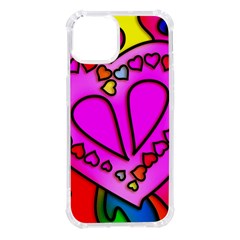 Stained Glass Love Heart Iphone 14 Tpu Uv Print Case by Vaneshart