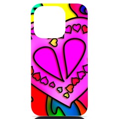 Stained Glass Love Heart Iphone 14 Pro Black Uv Print Case by Vaneshart