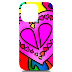 Stained Glass Love Heart Iphone 14 Pro Max Black Uv Print Case by Vaneshart