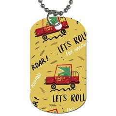 Childish-seamless-pattern-with-dino-driver Dog Tag (two Sides) by Vaneshart