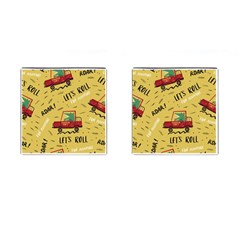 Childish-seamless-pattern-with-dino-driver Cufflinks (square) by Vaneshart