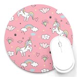 Cute-unicorn-seamless-pattern Round Mousepad Front