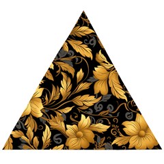 Flower Gold Floral Wooden Puzzle Triangle by Vaneshop