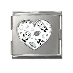 Panda Floating In Space And Star Mega Link Heart Italian Charm (18mm) by Wav3s