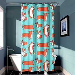 Corgis On Teal Shower Curtain 36  X 72  (stall)  by Wav3s