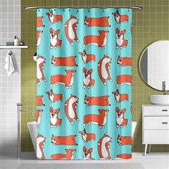 Corgis On Teal Shower Curtain 48  X 72  (small)  by Wav3s