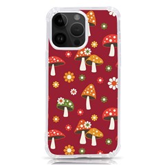 Woodland Mushroom And Daisy Seamless Pattern On Red Background Iphone 14 Pro Max Tpu Uv Print Case by Wav3s