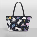 Space Cat Illustration Pattern Astronaut Classic Shoulder Handbag Front