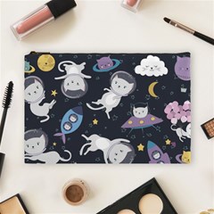 Space Cat Illustration Pattern Astronaut Cosmetic Bag (large) by Wav3s