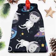 Space Cat Illustration Pattern Astronaut Ornament (bell) by Wav3s