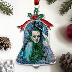 Alphonse Woman Metal Holly Leaf Bell Ornament by MRNStudios