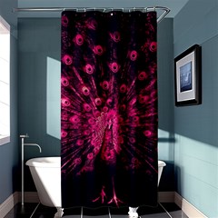 Peacock Pink Black Feather Abstract Shower Curtain 36  X 72  (stall)  by Wav3s