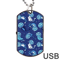 Cat Spacesuit Space Suit Astronaut Pattern Dog Tag Usb Flash (two Sides) by Wav3s