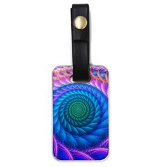 Peacock Feather Fractal Luggage Tag (one Side) by Wav3s