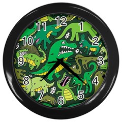 Dino Kawaii Wall Clock (black) by Wav3s