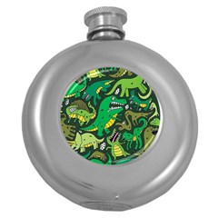 Dino Kawaii Round Hip Flask (5 Oz) by Wav3s