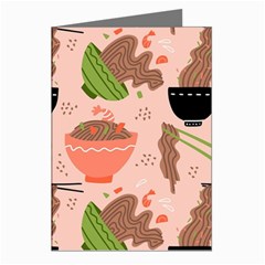 Doodle Yakisoba Seamless Pattern Background Cartoon Japanese Street Food Greeting Cards (pkg Of 8) by Grandong