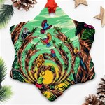 Monkey Tiger Bird Parrot Forest Jungle Style Ornament (Snowflake) Front