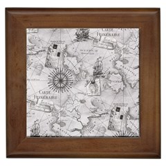 Vintage Cartography Atlas Nautical Map Framed Tile by Cowasu