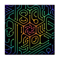 Circuit Hexagonal Geometric Pattern Background Pattern Tile Coaster by Ndabl3x