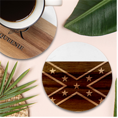 Rebel Flag  Marble Wood Coaster (round) by Jen1cherryboot88