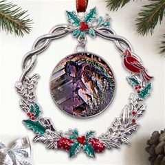 Prismatic Pride Metal X mas Wreath Holly Leaf Ornament by MRNStudios