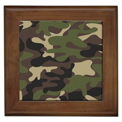 Texture Military Camouflage Repeats Seamless Army Green Hunting Framed Tile by Cowasu