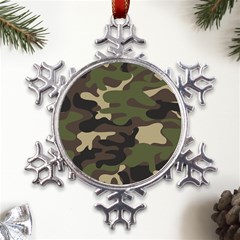 Texture Military Camouflage Repeats Seamless Army Green Hunting Metal Large Snowflake Ornament by Cowasu