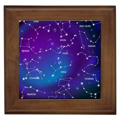 Realistic Night Sky With Constellations Framed Tile by Cowasu