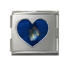 Fish Blue Animal Water Nature Mega Link Heart Italian Charm (18mm) by Amaryn4rt