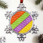 Colorful Easter Ribbon Background Metal Large Snowflake Ornament Front