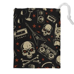 Grunge Seamless Pattern With Skulls Drawstring Pouch (5xl) by Amaryn4rt