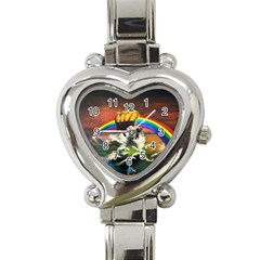 Rainbow Color Heart Italian Charm Watch by uniart180623