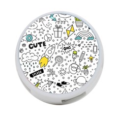 Set-cute-colorful-doodle-hand-drawing 4-port Usb Hub (one Side) by uniart180623