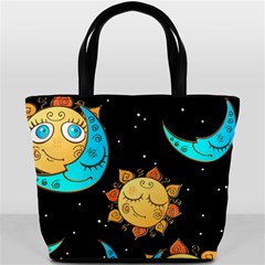 Seamless-pattern-with-sun-moon-children Bucket Bag by uniart180623