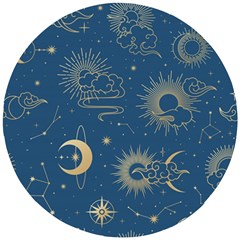 Seamless-galaxy-pattern Wooden Puzzle Round by uniart180623