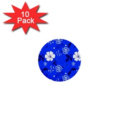 Blooming-seamless-pattern-blue-colors 1  Mini Buttons (10 Pack)  by uniart180623