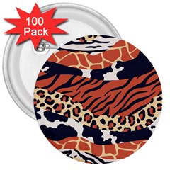 Mixed-animal-skin-print-safari-textures-mix-leopard-zebra-tiger-skins-patterns-luxury-animals-textur 3  Buttons (100 Pack)  by uniart180623