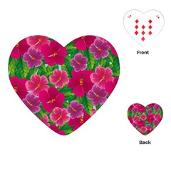 Background-cute-flowers-fuchsia-with-leaves Playing Cards Single Design (heart) by uniart180623