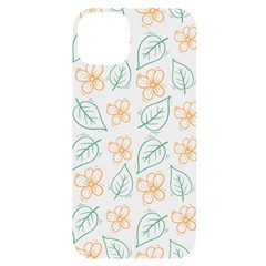 Hand-drawn-cute-flowers-with-leaves-pattern Iphone 14 Plus Black Uv Print Case by uniart180623