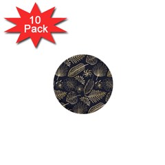 Elegant-pattern-with-golden-tropical-leaves 1  Mini Buttons (10 Pack)  by uniart180623