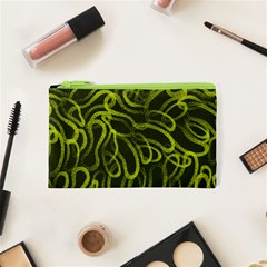 Green-abstract-stippled-repetitive-fashion-seamless-pattern Cosmetic Bag (xs) by uniart180623