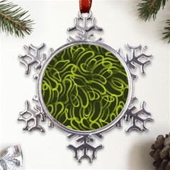 Green-abstract-stippled-repetitive-fashion-seamless-pattern Metal Large Snowflake Ornament by uniart180623