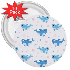 Seamless-pattern-with-cute-sharks-hearts 3  Buttons (10 Pack)  by uniart180623