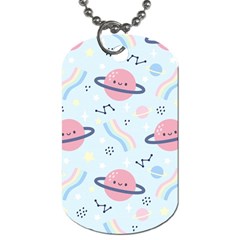 Cute-planet-space-seamless-pattern-background Dog Tag (one Side) by uniart180623