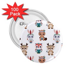 Cute-cartoon-boho-animals-seamless-pattern 2 25  Buttons (100 Pack)  by uniart180623